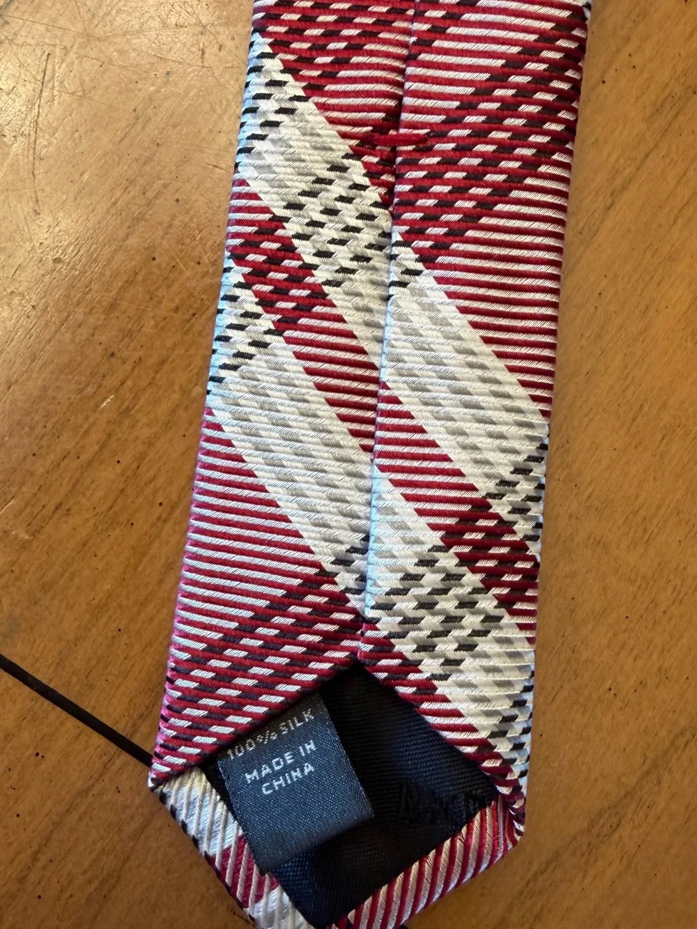 Express Men’s Burgundy and White Plaid 100% Silk Tie | Power Tie Business Casual